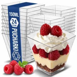 PUCHARKI NA DESERY 150ml POJEMNIKI NA ŻYWNOŚĆ DESEROWE 24szt ZESTAW