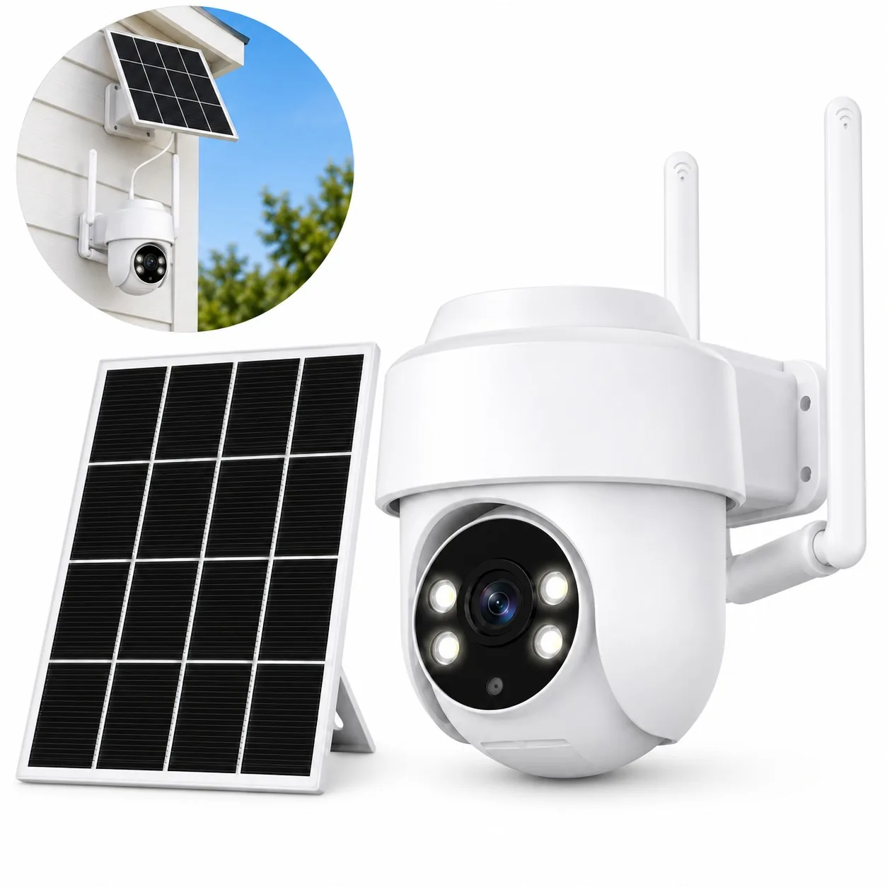 Kamera zewnętrzna WiFi 4 MP z panelem solarnym – obrotowa, IP65