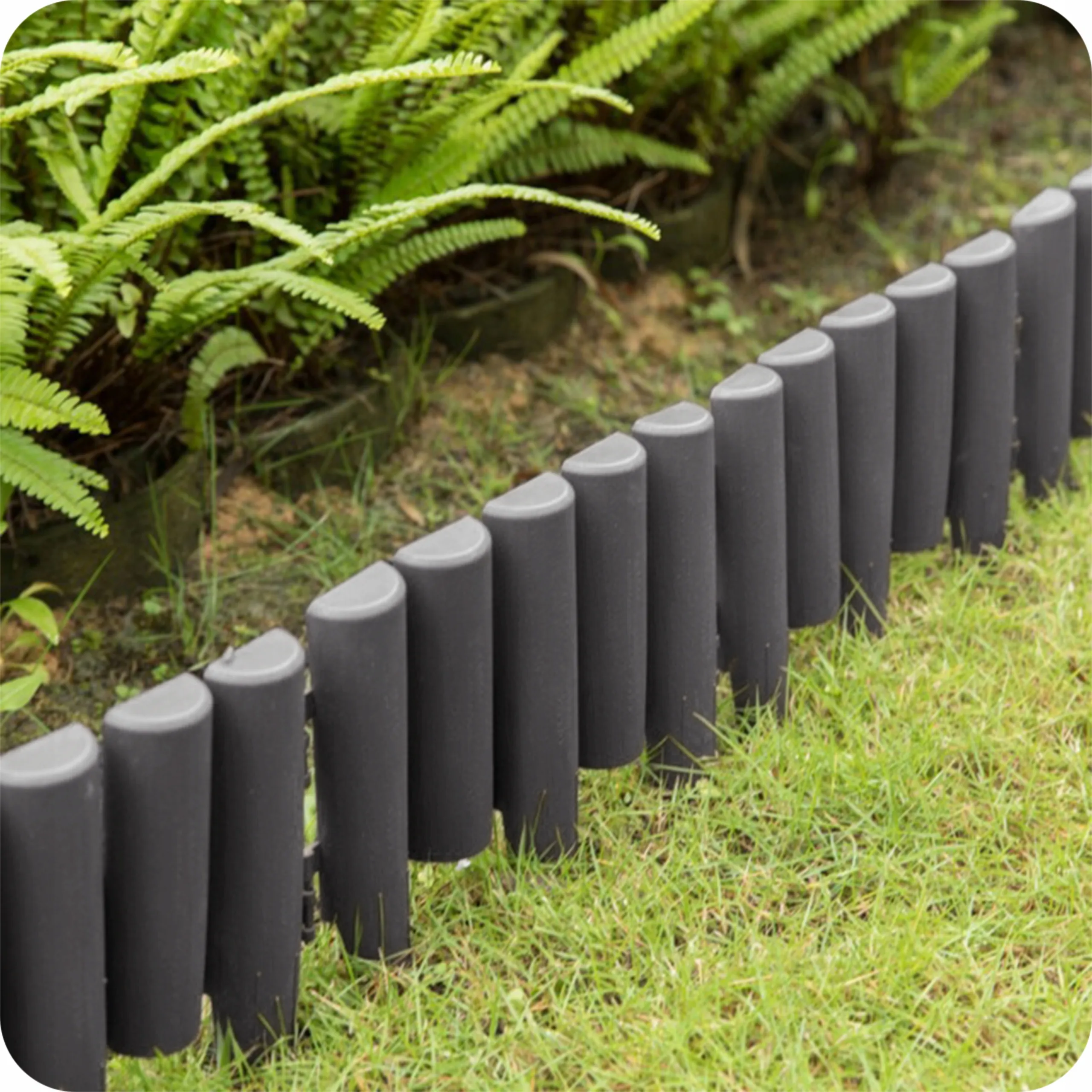 ZESTAW 10 ELEMENTÓW PALISADA OGRODOWA 280 CM PLASTIKOWA ANTRACYTOWA MATOWA - obrazek 9