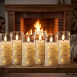 ZESTAW 6 SZTUK WKŁADY DO ZNICZY LED 12,5 CM CIEPŁA BIAŁA EFEKT PŁOMIENIA - obrazek 8
