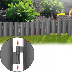 ZESTAW 10 ELEMENTÓW PALISADA OGRODOWA 280 CM PLASTIKOWA ANTRACYTOWA MATOWA - obrazek 3