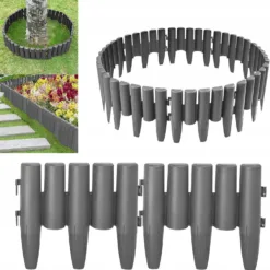ZESTAW 10 ELEMENTÓW PALISADA OGRODOWA 280 CM PLASTIKOWA ANTRACYTOWA MATOWA - obrazek 4