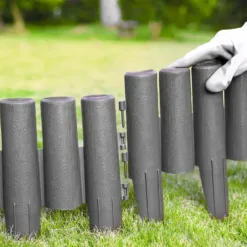 ZESTAW 10 ELEMENTÓW PALISADA OGRODOWA 280 CM PLASTIKOWA ANTRACYTOWA MATOWA - obrazek 5