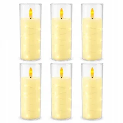 ZESTAW 6 SZTUK WKŁADY DO ZNICZY LED 12,5 CM CIEPŁA BIAŁA EFEKT PŁOMIENIA - obrazek 2