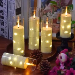 ZESTAW 6 SZTUK WKŁADY DO ZNICZY LED 12,5 CM CIEPŁA BIAŁA EFEKT PŁOMIENIA - obrazek 4