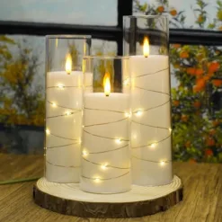 ZESTAW WKŁADY DO ZNICZY LED 12 SZTUK 12,5 CM CIEPŁE BIAŁE ŚWIATŁO EFEKT PŁOMIENIA - obrazek 2